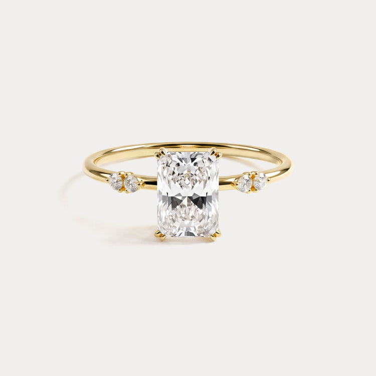 Amelie丨1CT Radiant Cut Lab Diamond Engagement Ring in 14K Solid Gold/Platinum - Rings