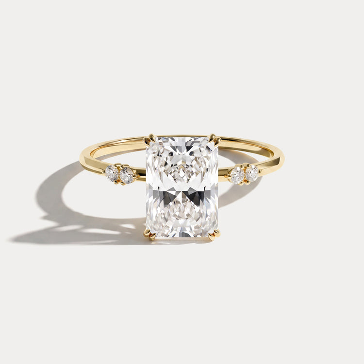 Amelie丨2CT Radiant Cut Lab Diamond Engagement Ring in 14K Solid Gold/Platinum - Rings