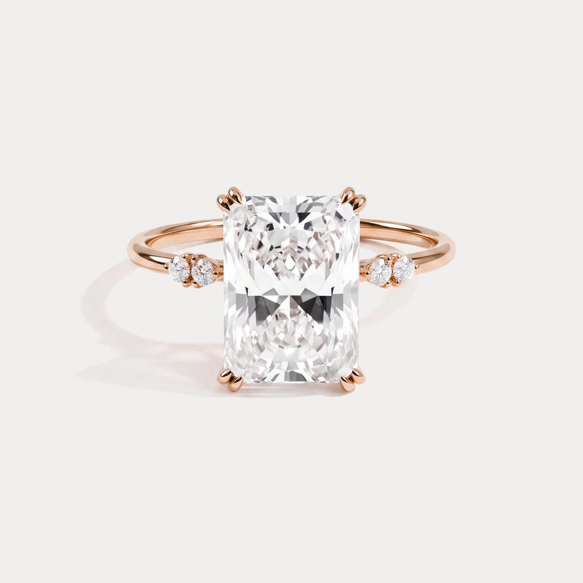 Amelie丨3CT Radiant Cut Lab Diamond Engagement Ring in 14K Solid Gold/Platinum - Rings