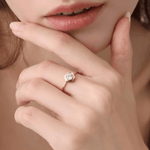 0.3CT Hexagon Bezel Solitaire Round Lab Diamond Ring - Rings