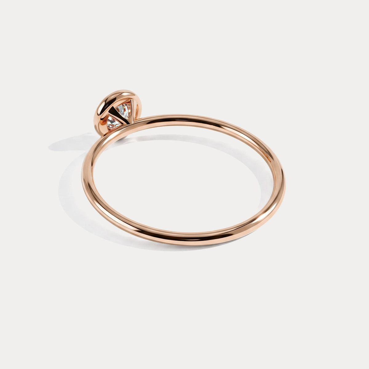 Minimalist Solitaire Bezel Set Round Lab Grown Diamond Ring - Rings