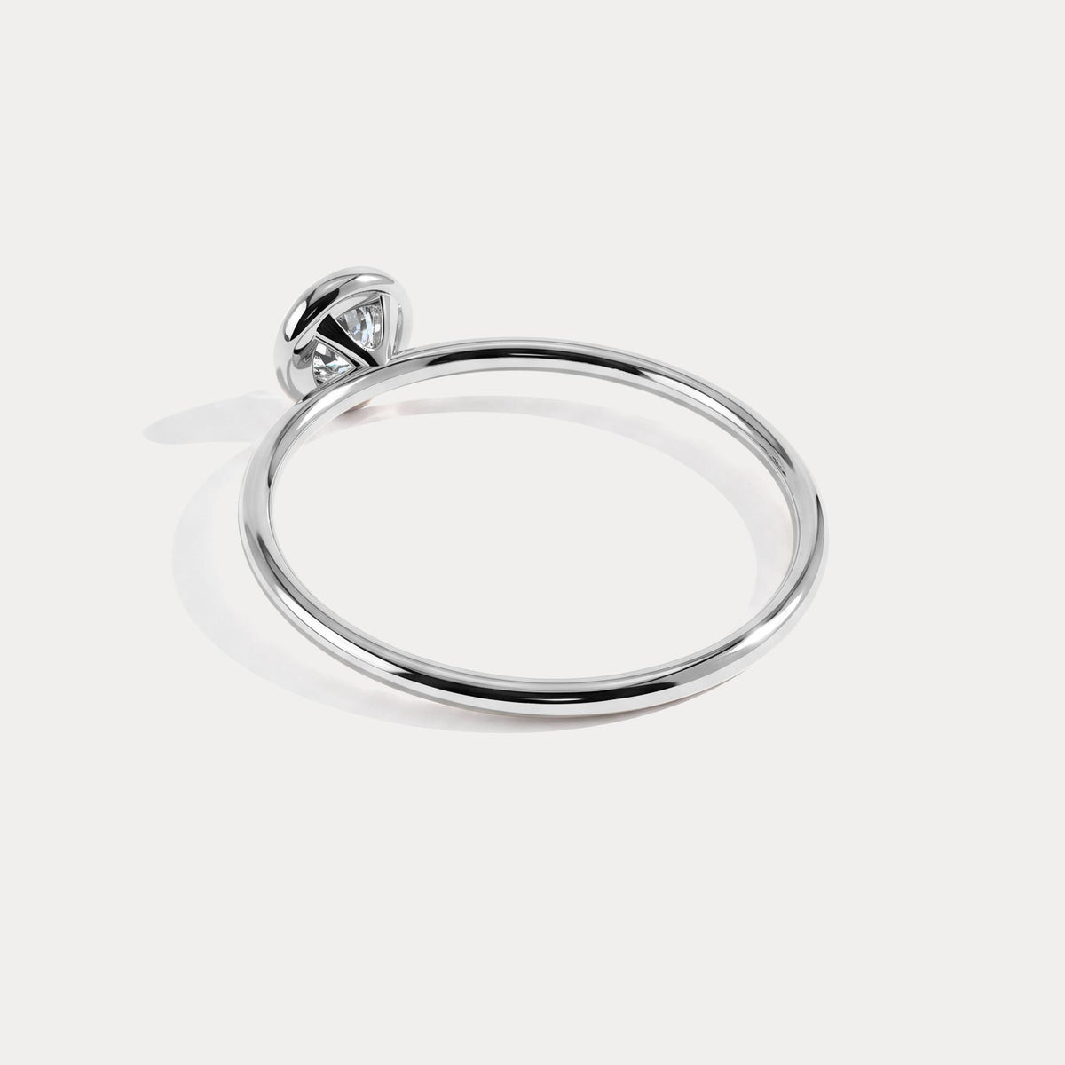 Minimalist Solitaire Bezel Set Round Lab Grown Diamond Ring - Rings