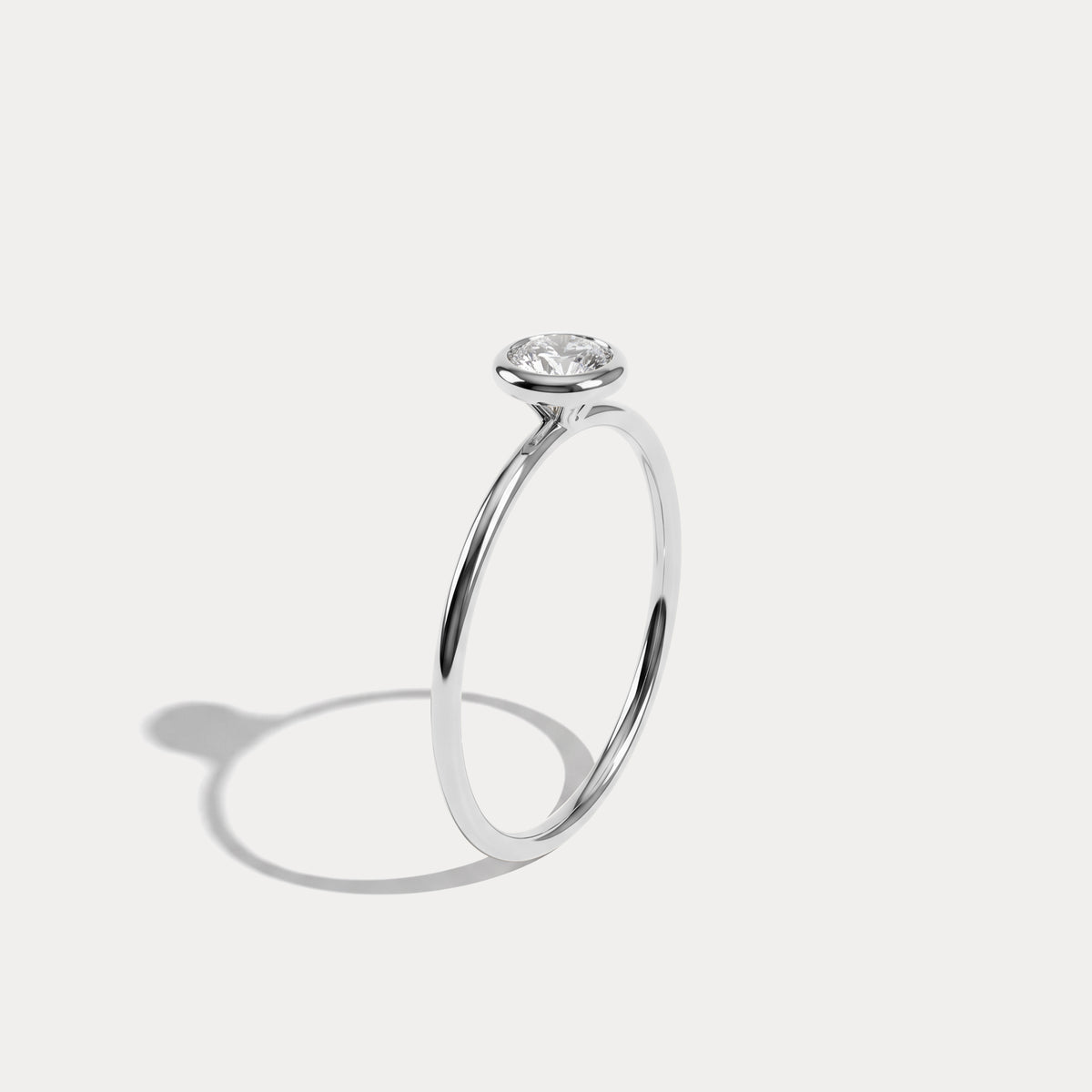 Minimalist Solitaire Bezel Set Round Lab Grown Diamond Ring - Rings
