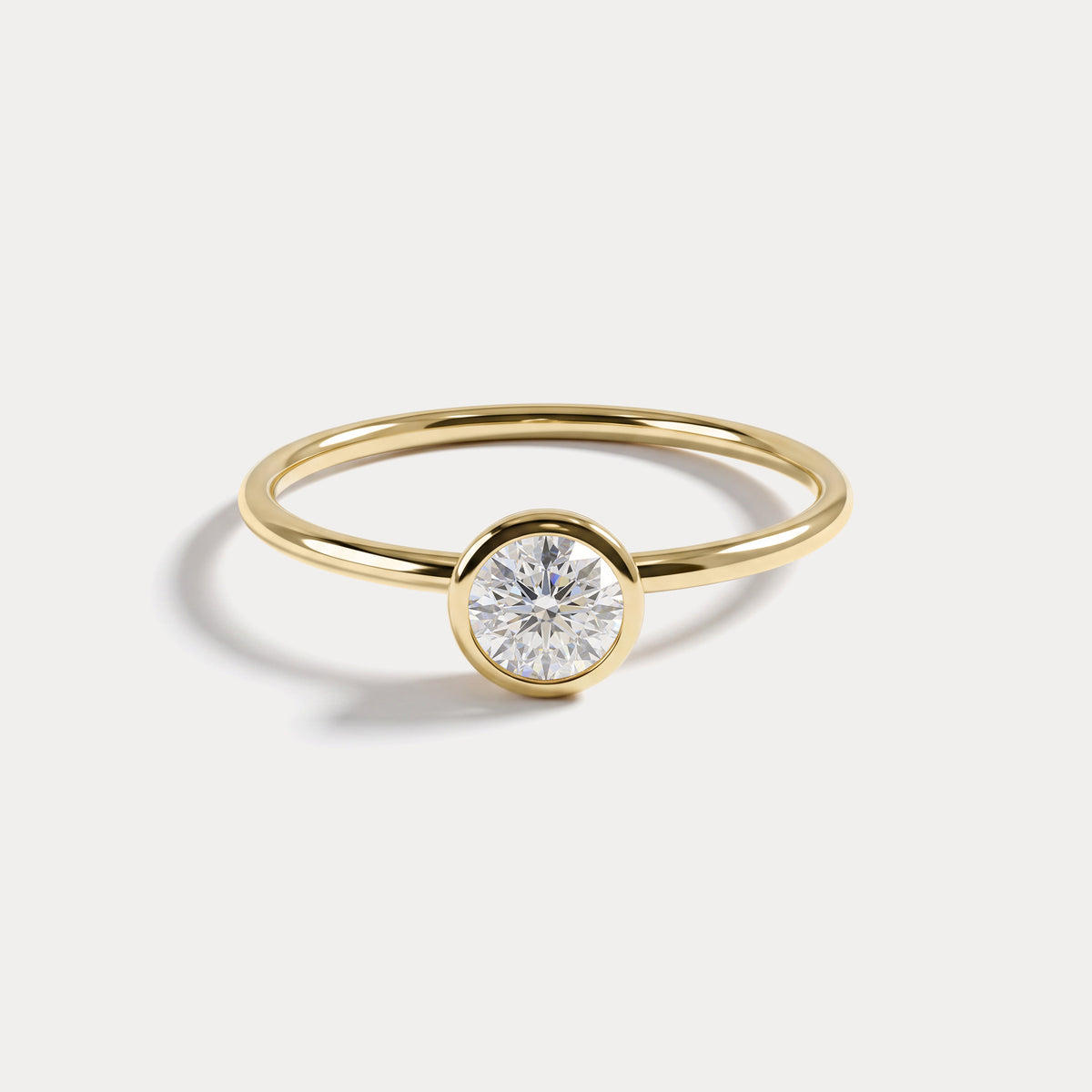 Minimalist Solitaire Bezel Set Round Lab Grown Diamond Ring - Rings