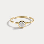Minimalist Solitaire Bezel Set Round Lab Grown Diamond Ring - Rings