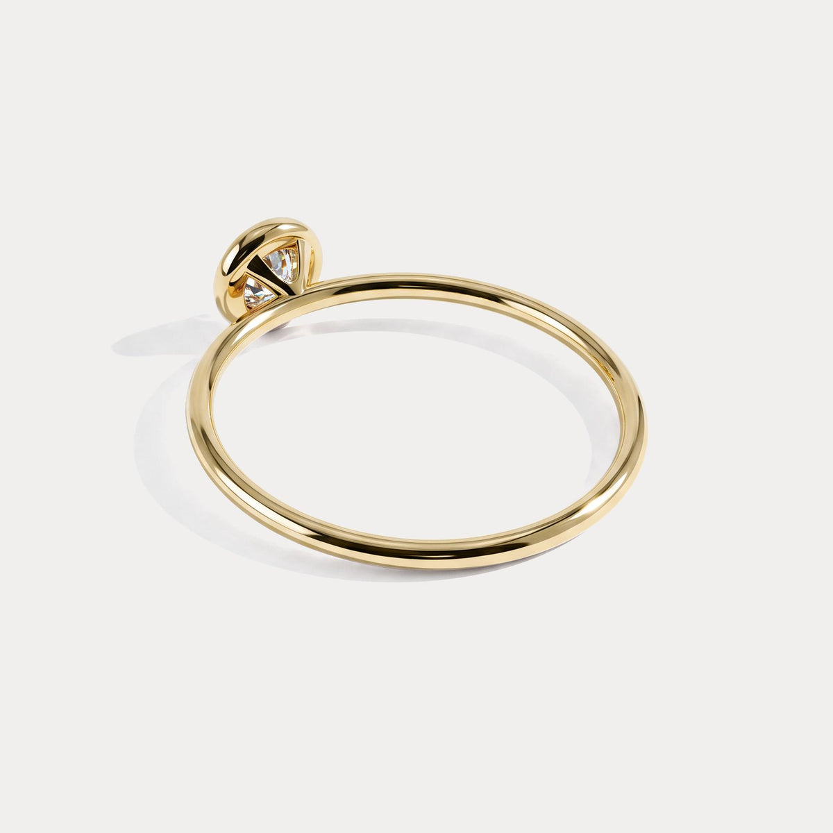 Minimalist Solitaire Bezel Set Round Lab Grown Diamond Ring - Rings