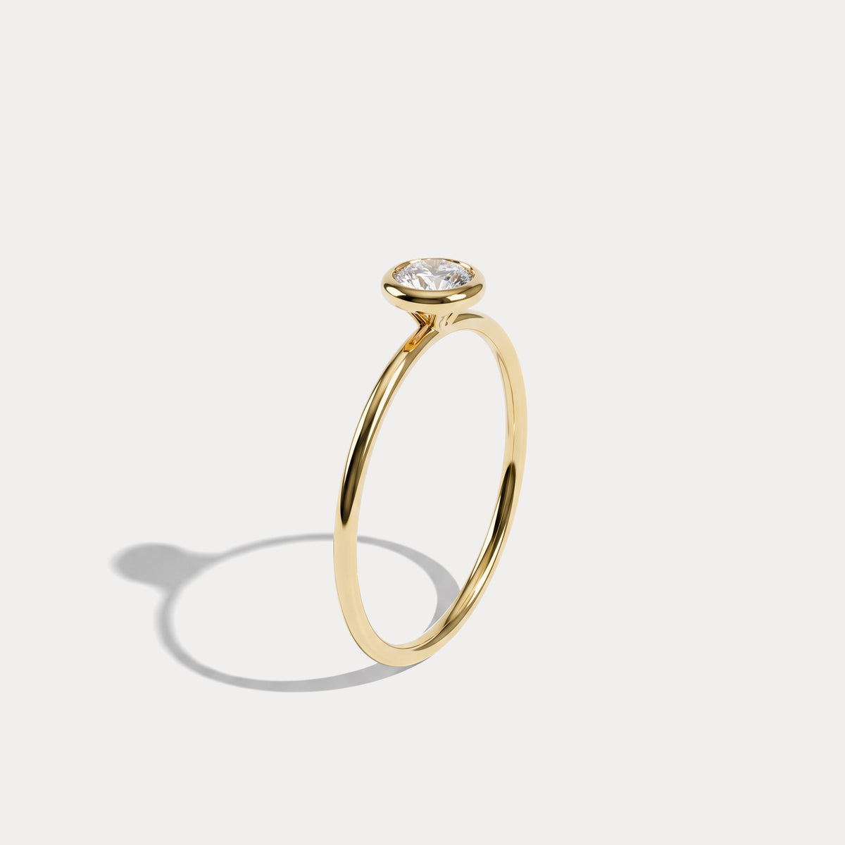 Minimalist Solitaire Bezel Set Round Lab Grown Diamond Ring - Rings