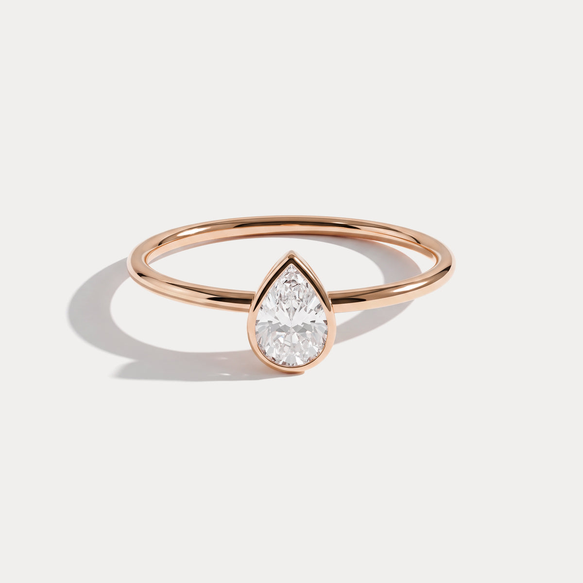 Minimalist Bezel Set Pear Lab Grown Diamond Ring - Rings