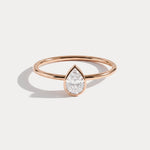 Minimalist Bezel Set Pear Lab Grown Diamond Ring - Rings