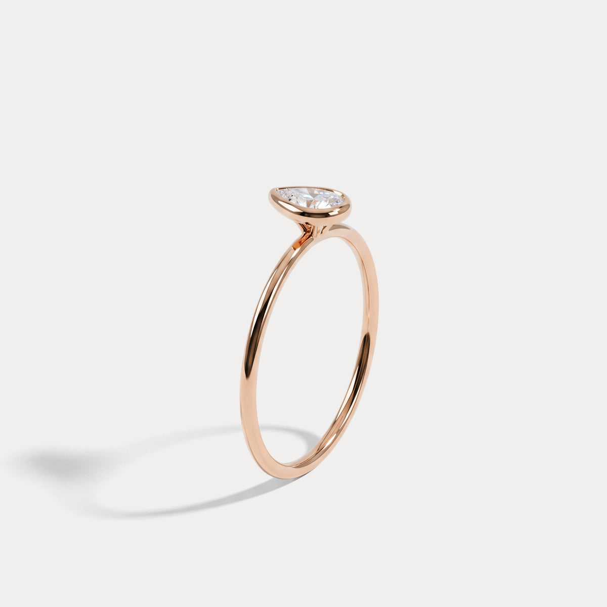 Minimalist Bezel Set Pear Lab Grown Diamond Ring - Rings