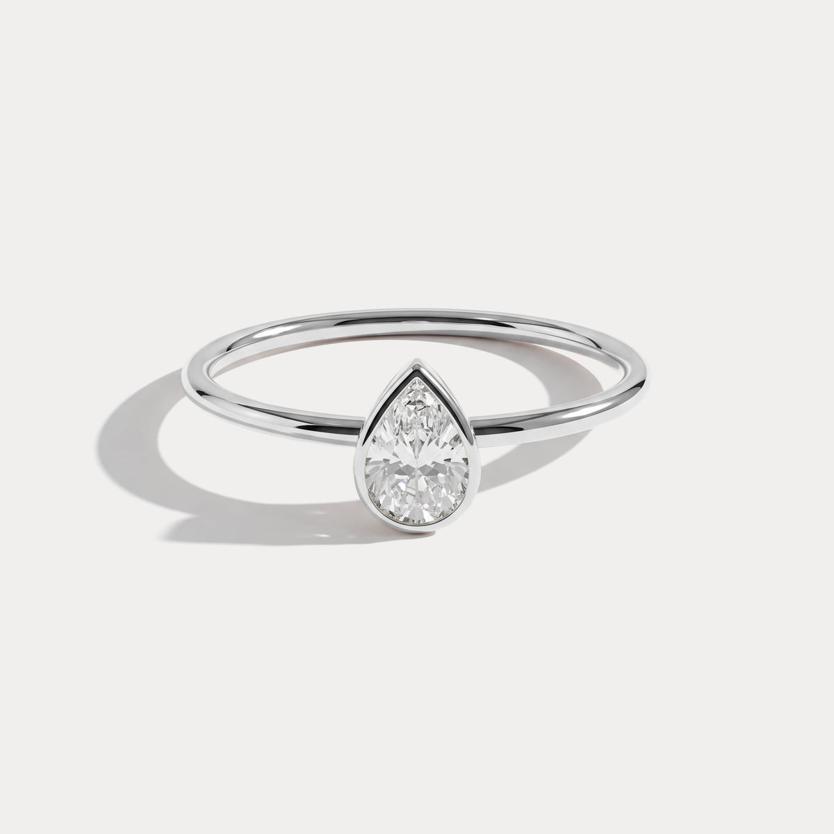 Minimalist Bezel Set Pear Lab Grown Diamond Ring - Rings