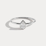 Minimalist Bezel Set Pear Lab Grown Diamond Ring - Rings