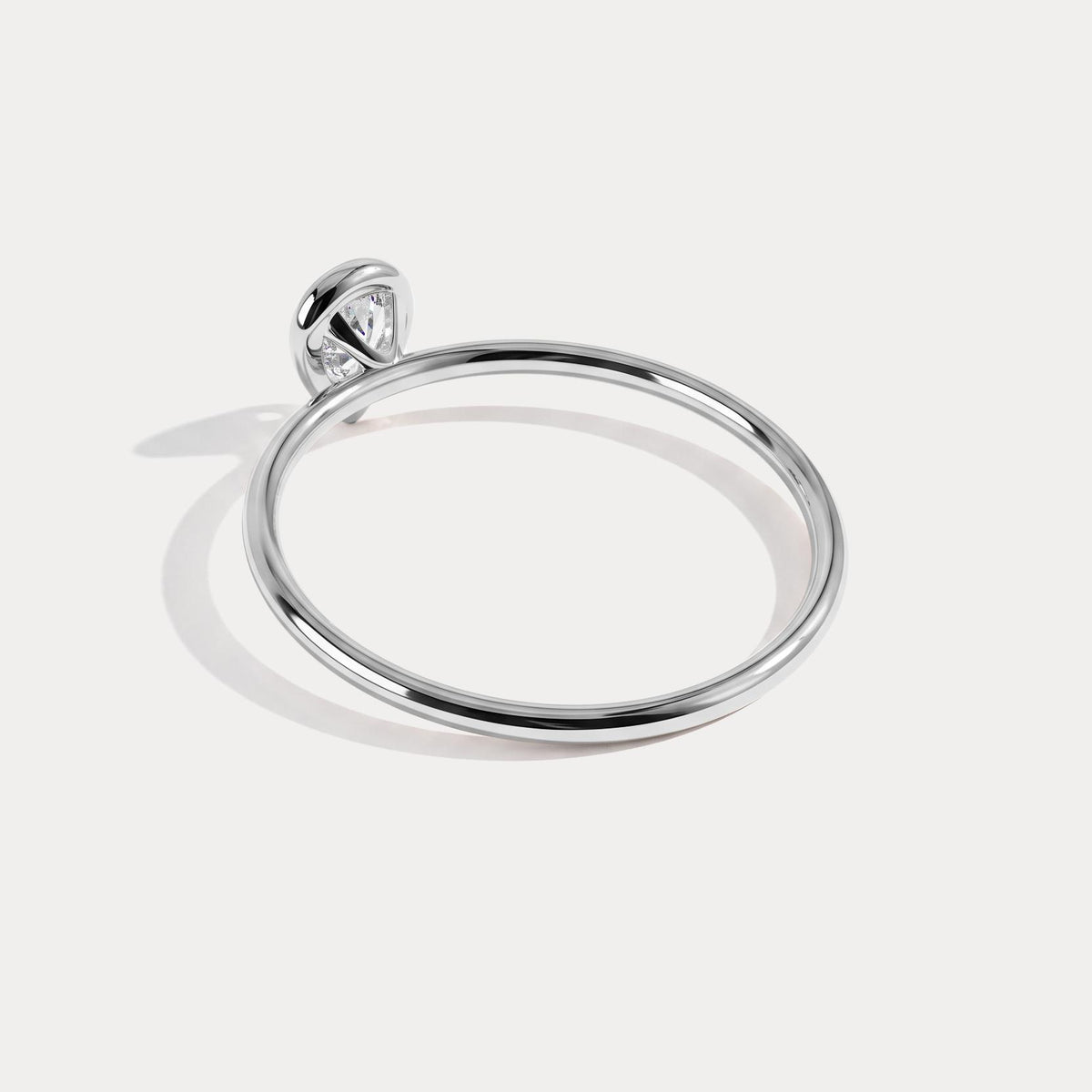 Minimalist Bezel Set Pear Lab Grown Diamond Ring - Rings