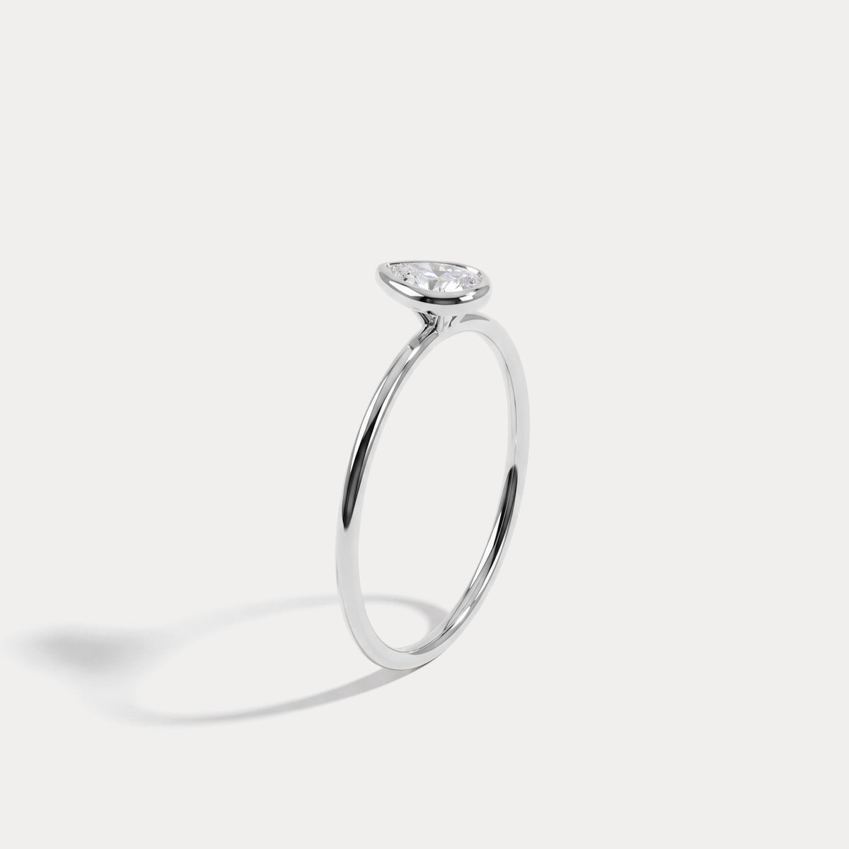 Minimalist Bezel Set Pear Lab Grown Diamond Ring - Rings