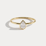Minimalist Bezel Set Pear Lab Grown Diamond Ring - Rings