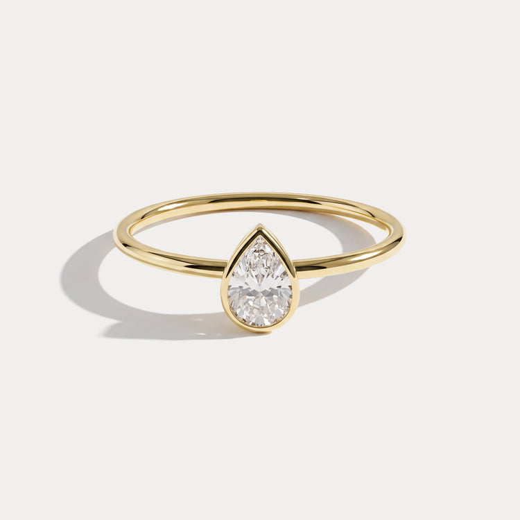Minimalist Bezel Set Pear Lab Grown Diamond Ring - Rings