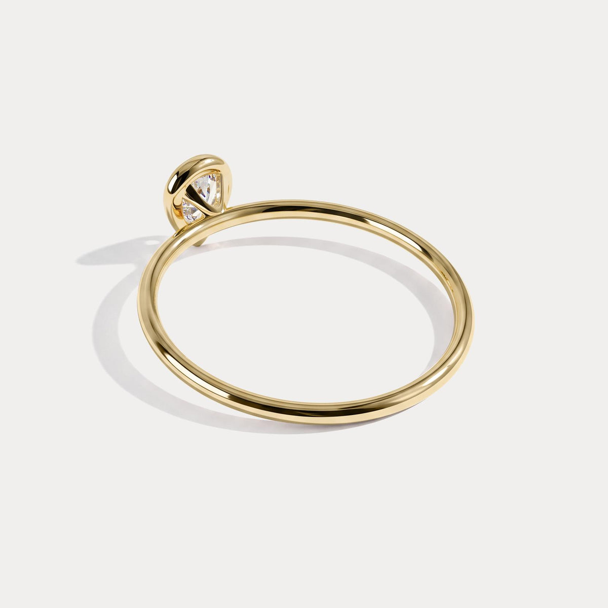 Minimalist Bezel Set Pear Lab Grown Diamond Ring - Rings
