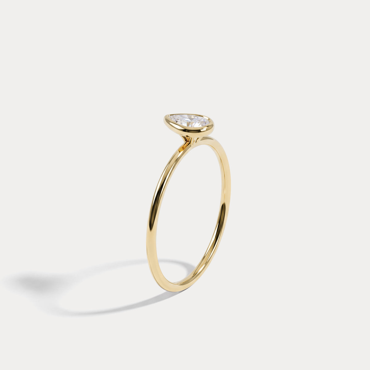 Minimalist Bezel Set Pear Lab Grown Diamond Ring - Rings