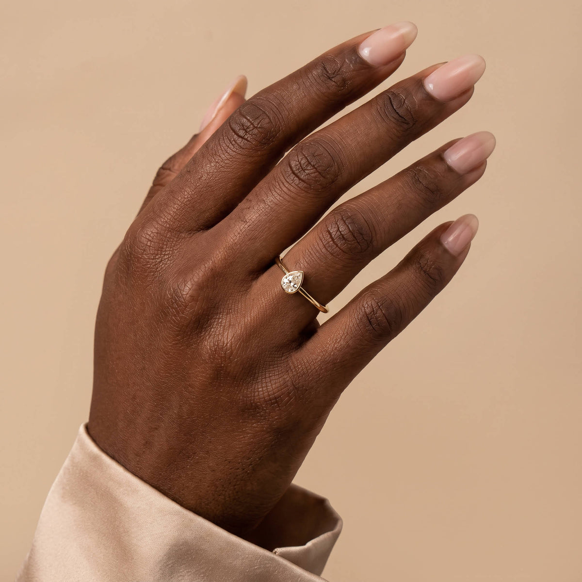 Minimalist Bezel Set Pear Lab Grown Diamond Ring - Rings