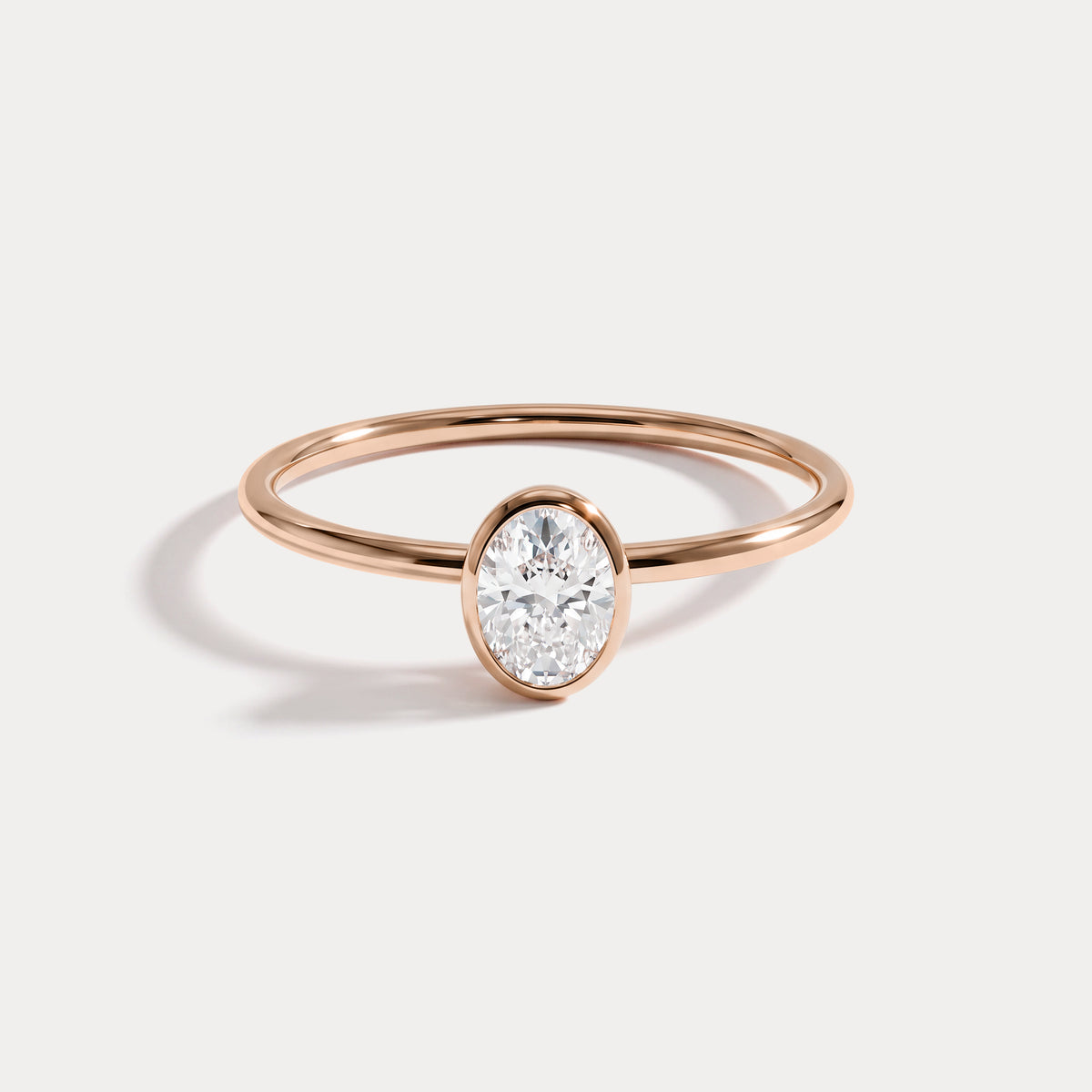 Minimalist Lab Diamond Bezel Solitaire Ring In 14K Solid Gold/Platinum - Rings