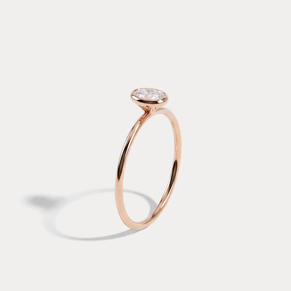 Minimalist Lab Diamond Bezel Solitaire Ring In 14K Solid Gold/Platinum - Rings