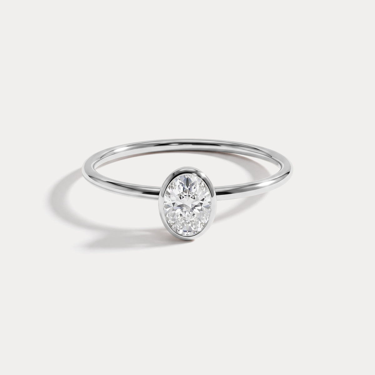Minimalist Lab Diamond Bezel Solitaire Ring In 14K Solid Gold/Platinum - Rings