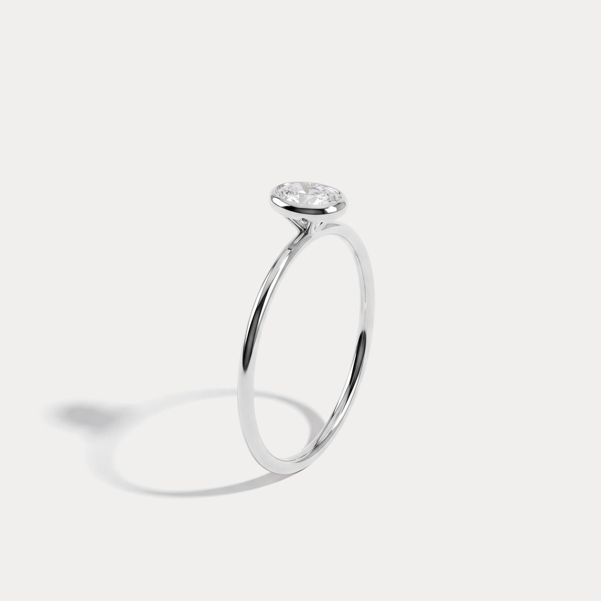 Minimalist Lab Diamond Bezel Solitaire Ring In 14K Solid Gold/Platinum - Rings