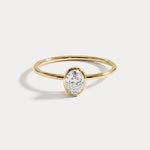 Minimalist Lab Diamond Bezel Solitaire Ring In 14K Solid Gold/Platinum - Rings