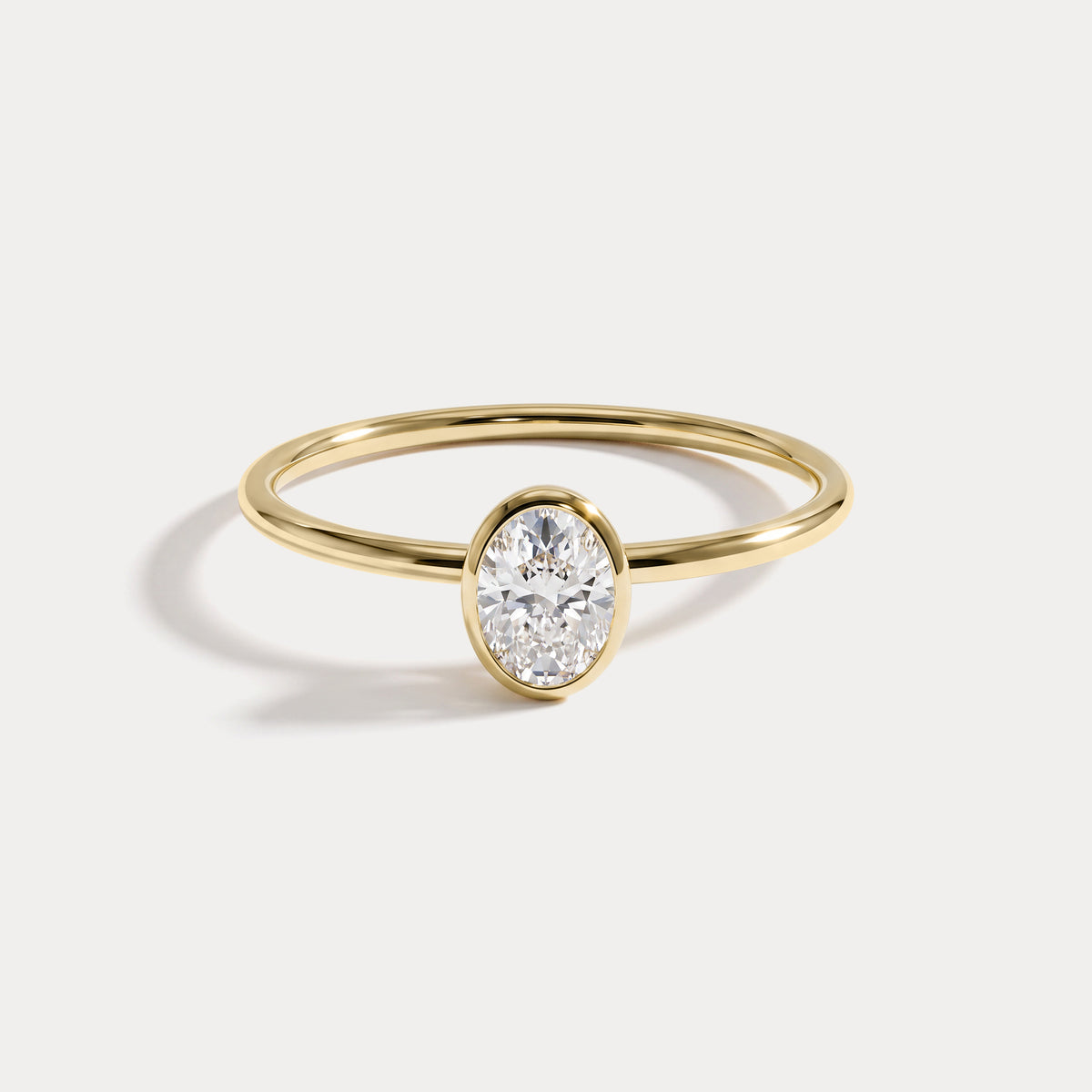 Minimalist Lab Diamond Bezel Solitaire Ring In 14K Solid Gold/Platinum - Rings