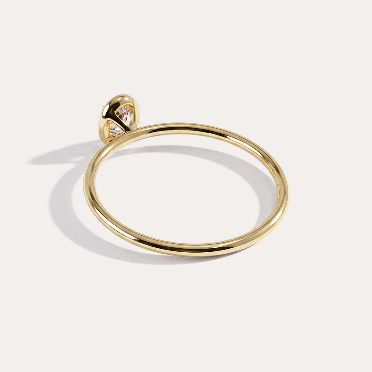 Minimalist Lab Diamond Bezel Solitaire Ring In 14K Solid Gold/Platinum - Rings