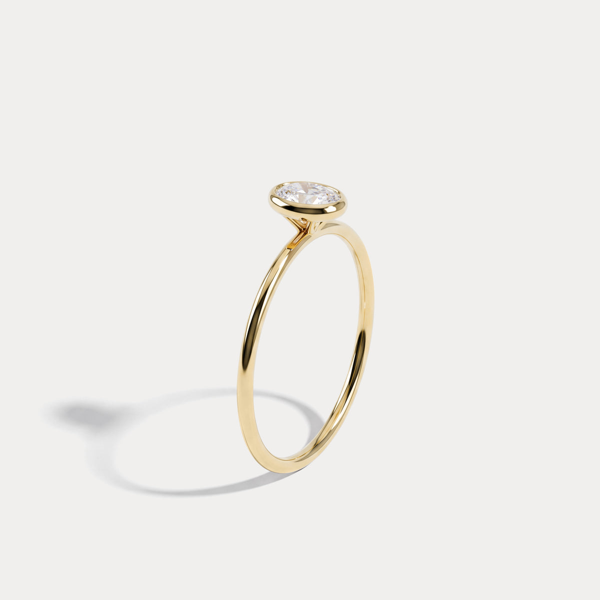 Minimalist Lab Diamond Bezel Solitaire Ring In 14K Solid Gold/Platinum - Rings
