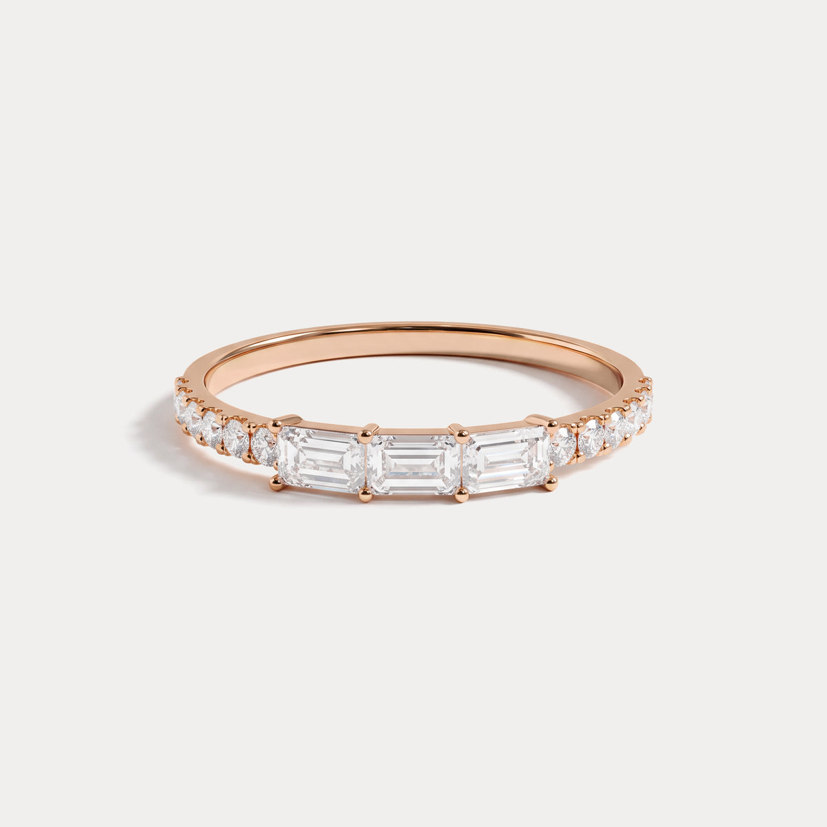 Baguette And Round Lab Diamond Half Eternity Band - Rings