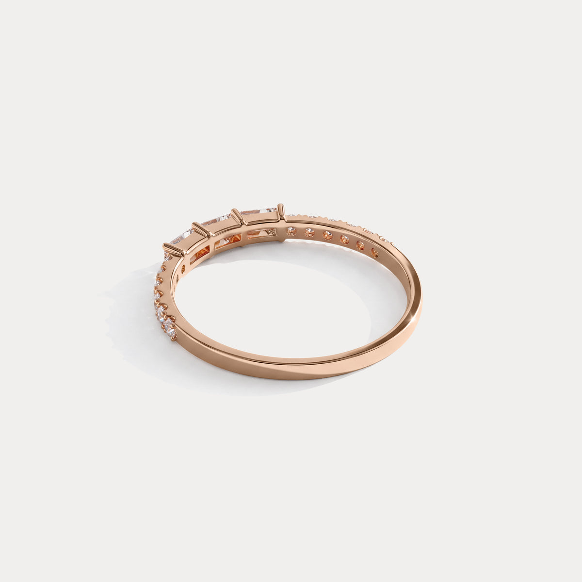 Baguette And Round Lab Diamond Half Eternity Band - Rings