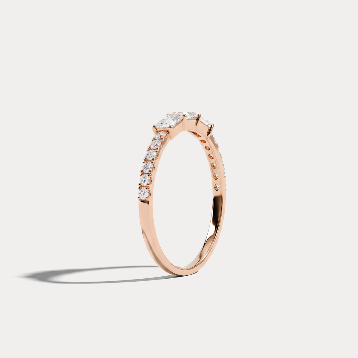 Baguette And Round Lab Diamond Half Eternity Band - Rings