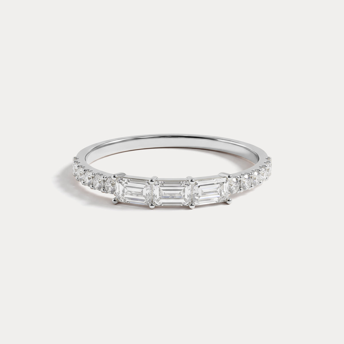 Baguette And Round Lab Diamond Half Eternity Band - Rings
