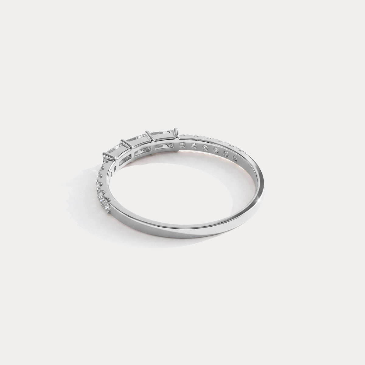 Baguette And Round Lab Diamond Half Eternity Band - Rings