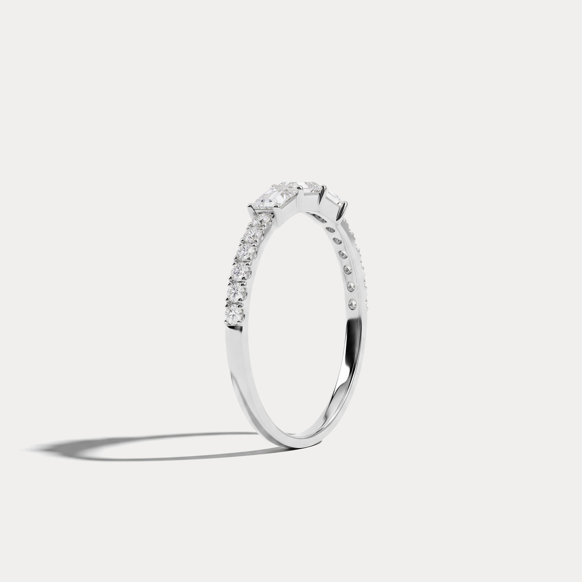 Baguette And Round Lab Diamond Half Eternity Band - Rings