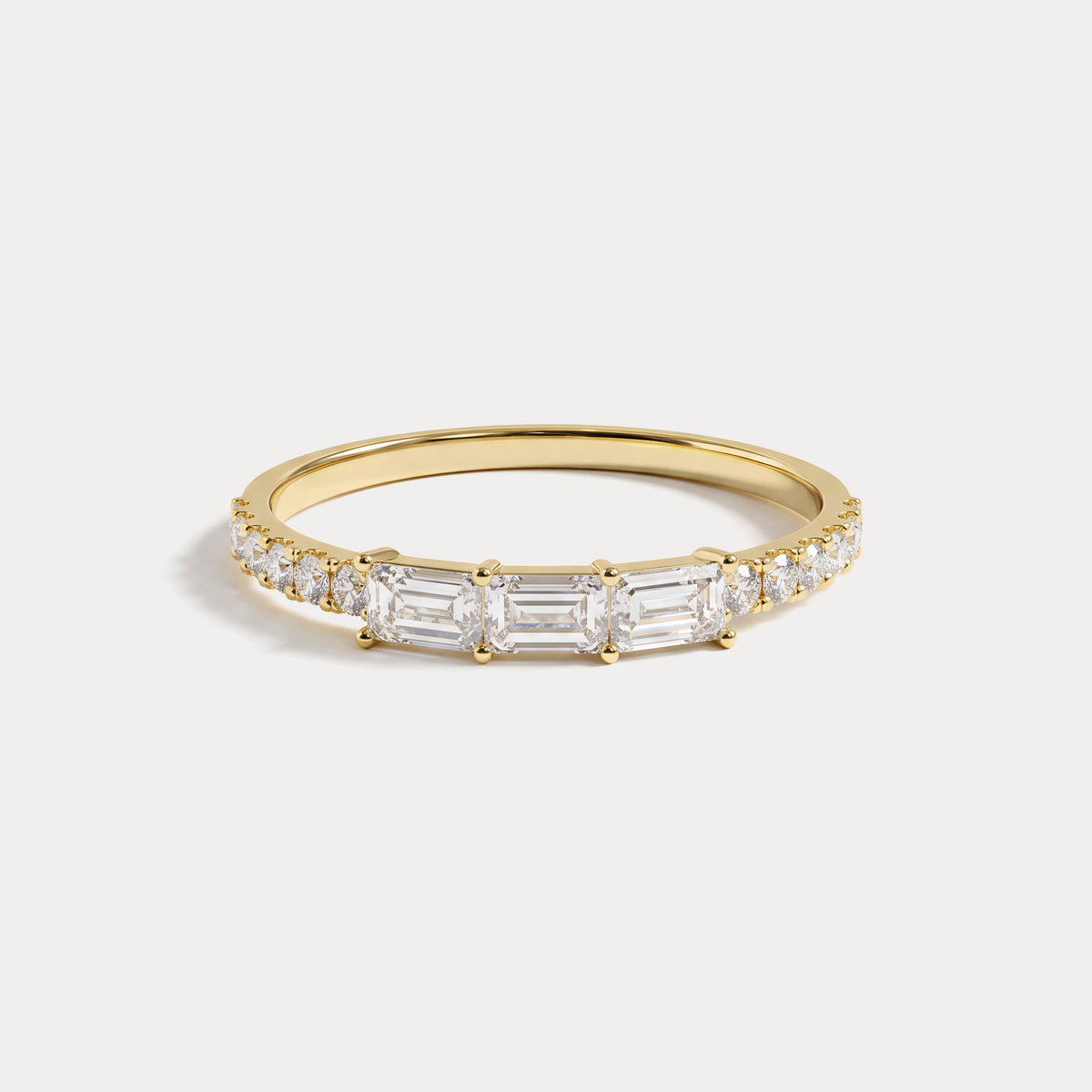 Baguette And Round Lab Diamond Half Eternity Band - Rings