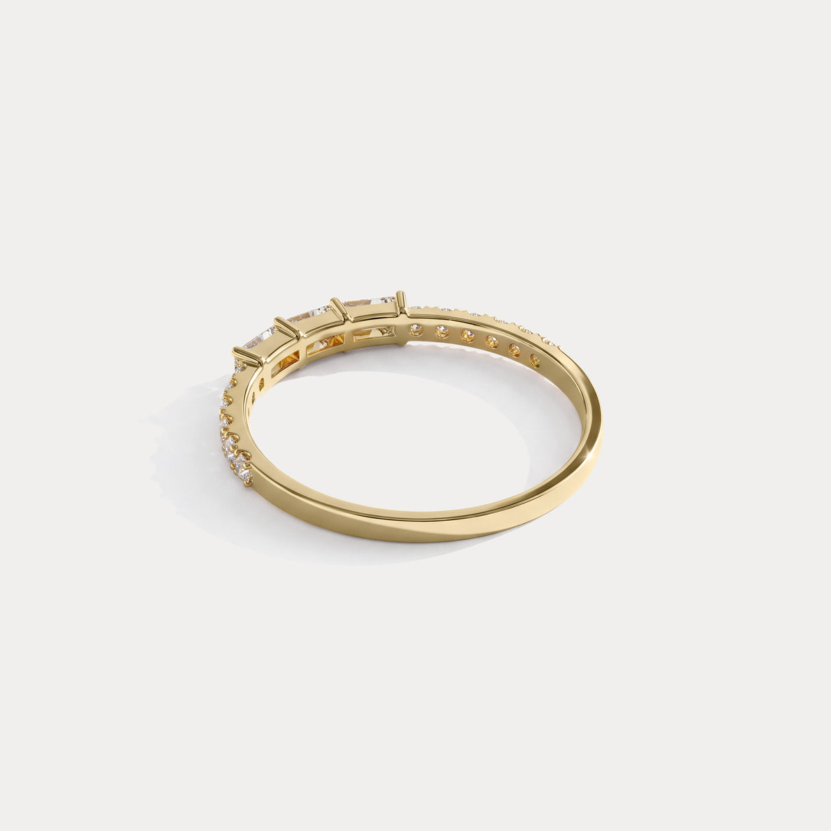 Baguette And Round Lab Diamond Half Eternity Band - Rings