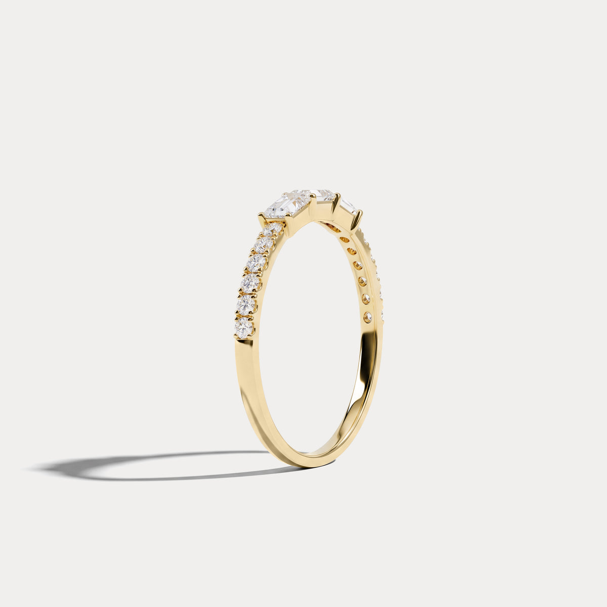 Baguette And Round Lab Diamond Half Eternity Band - Rings