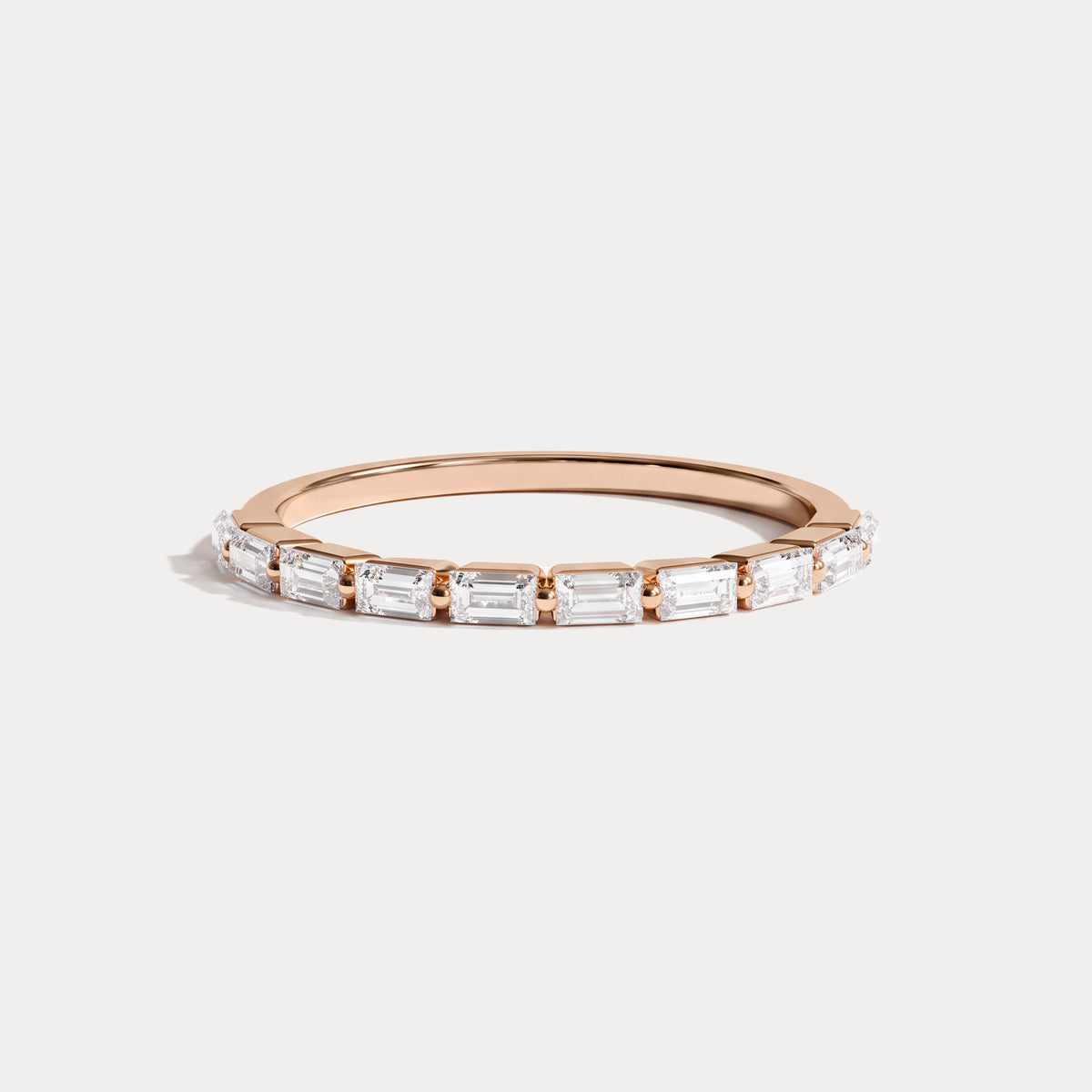 Dainty Baguette Lab Grown Diamond Half Eternity Ring in 14K Gold/Platinum - Rings