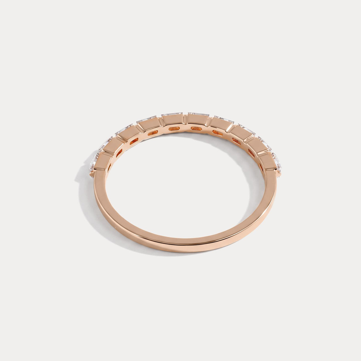 Dainty Baguette Lab Grown Diamond Half Eternity Ring in 14K Gold/Platinum - Rings