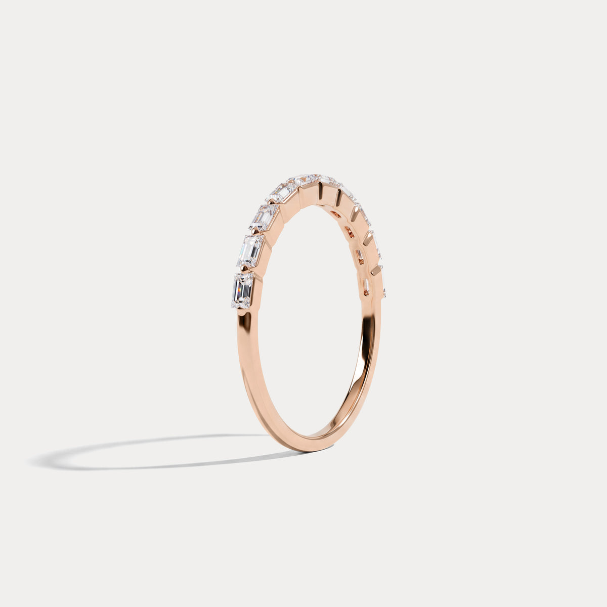 Dainty Baguette Lab Grown Diamond Half Eternity Ring in 14K Gold/Platinum - Rings