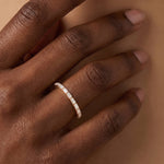 Dainty Baguette Lab Grown Diamond Half Eternity Ring in 14K Gold/Platinum - Rings