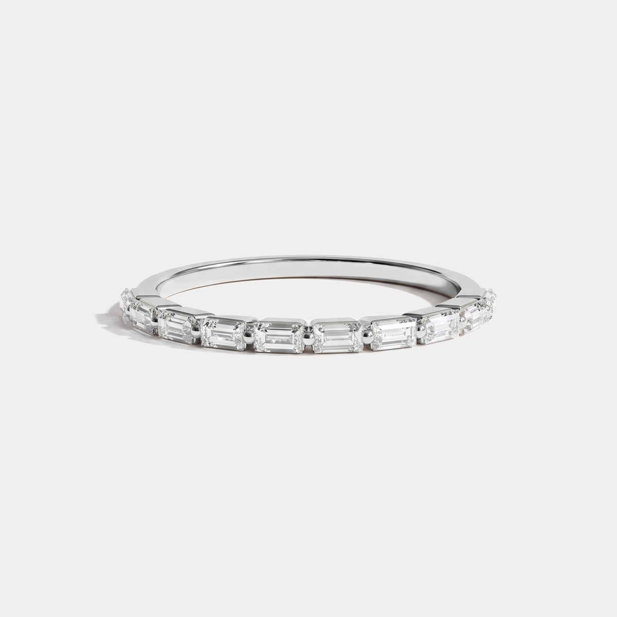 Dainty Baguette Lab Grown Diamond Half Eternity Ring in 14K Gold/Platinum - Rings