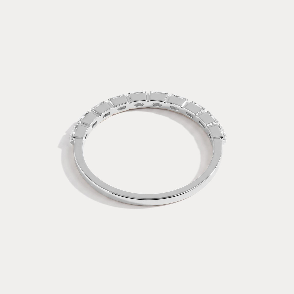Dainty Baguette Lab Grown Diamond Half Eternity Ring in 14K Gold/Platinum - Rings
