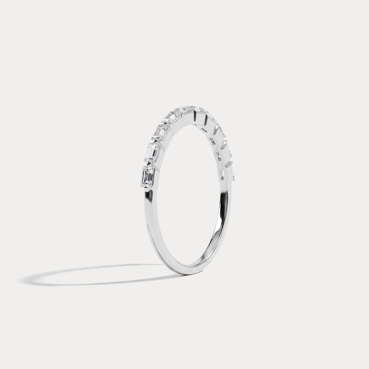 Dainty Baguette Lab Grown Diamond Half Eternity Ring in 14K Gold/Platinum - Rings