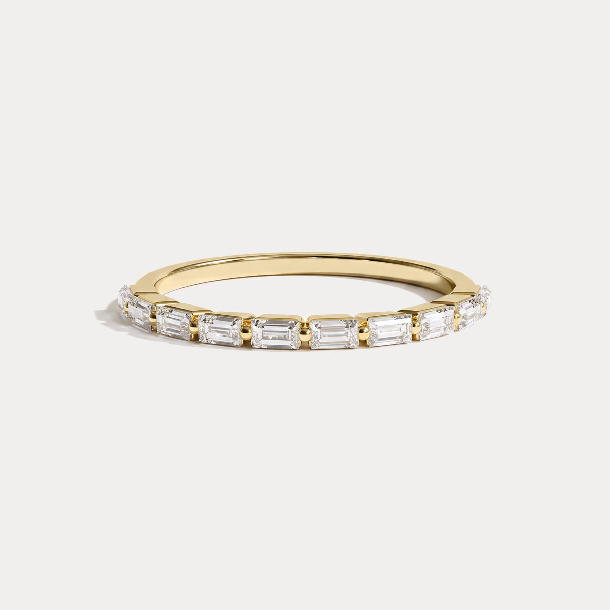 Dainty Baguette Lab Grown Diamond Half Eternity Ring in 14K Gold/Platinum - Rings