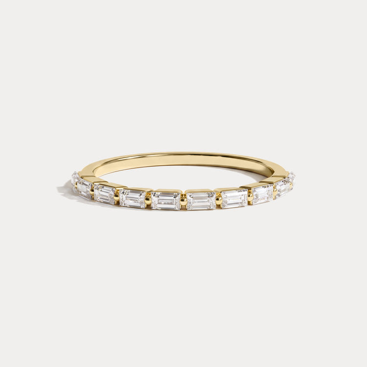Dainty Baguette Lab Grown Diamond Half Eternity Ring in 14K Gold/Platinum - Rings