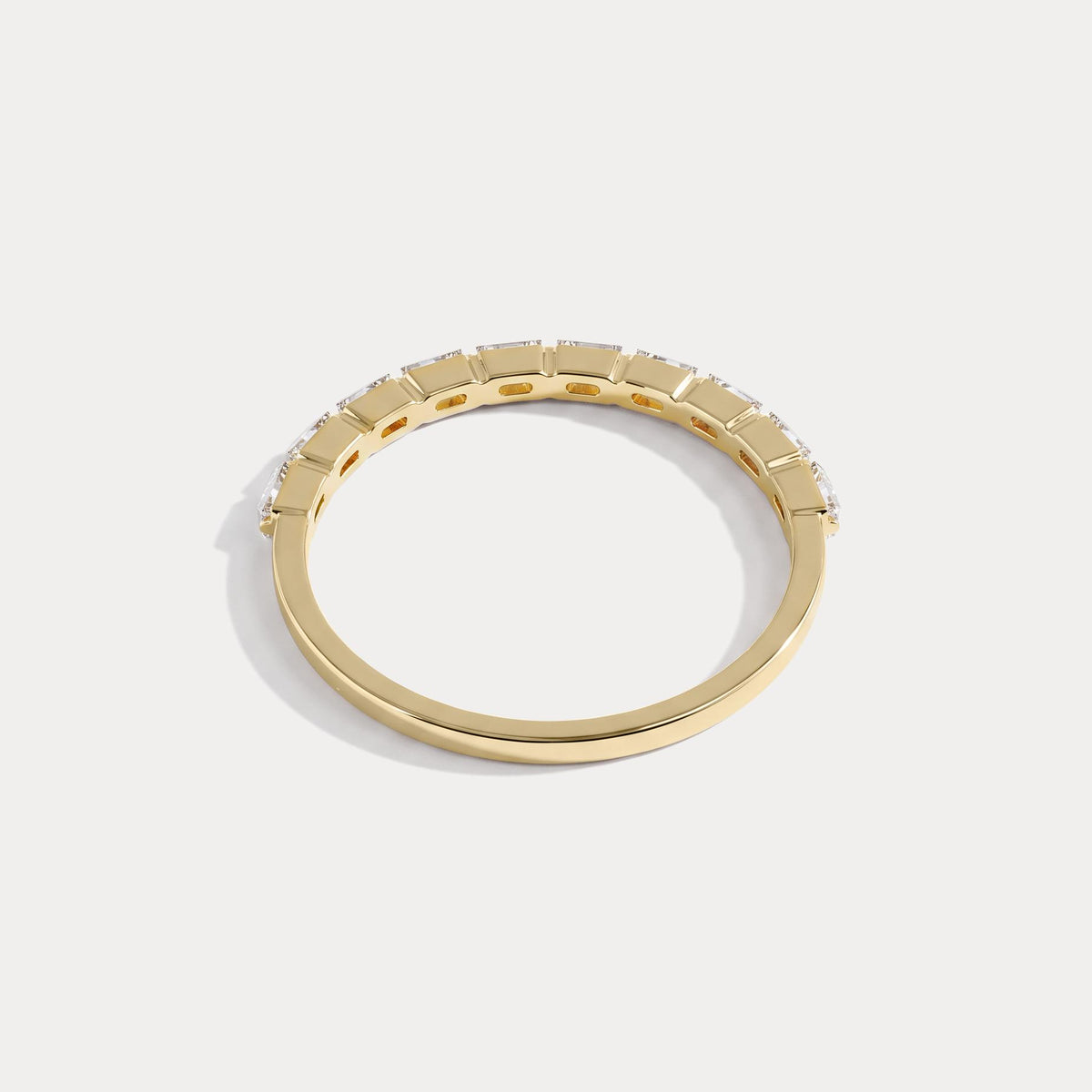 Dainty Baguette Lab Grown Diamond Half Eternity Ring in 14K Gold/Platinum - Rings